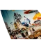 Ronix Supreme wakeboard graphic, showing girl with a scub tank, boys on a diving board, Nasa world statue, street signs, gator crossing signs, umbrella