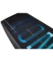 Top inset image of Ronix Men's Vault wakeboard, black board with blue color gradient. Image shows textured material annex material and size hit.