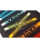 Top inset image of Ronix Men's Vault wakeboard, black board with color gradient. Image shows textured material annex material and Ronix/Vault logos.