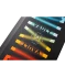 Top inset image of Ronix Men's Vault wakeboard, black board with color gradient. Image shows textured material annex material and Ronix/Vault logos.