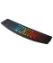 Top left angled image of Ronix Men's Vault wakeboard, black board with color gradient